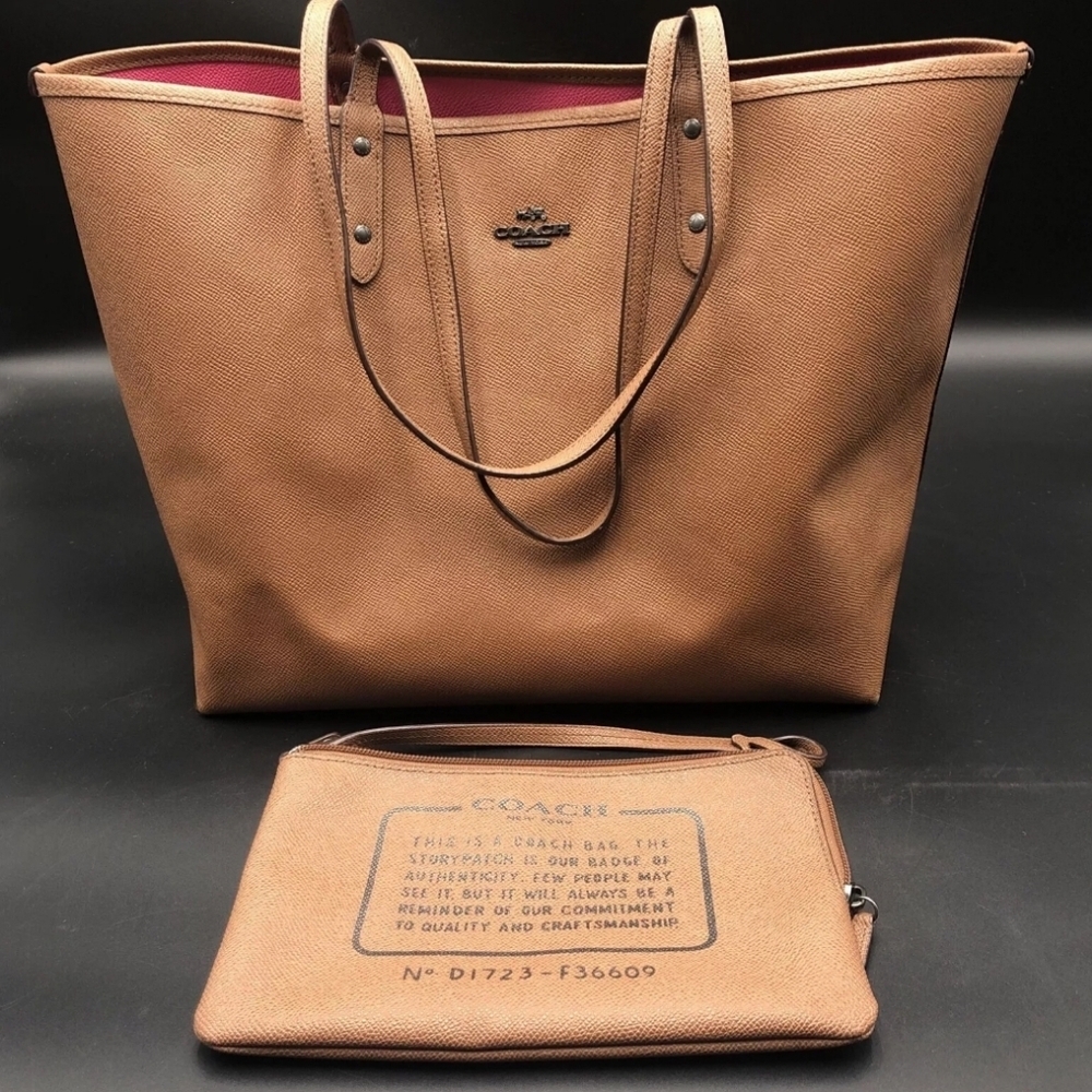 Coach Brown Tote with Coordinated Pouch
